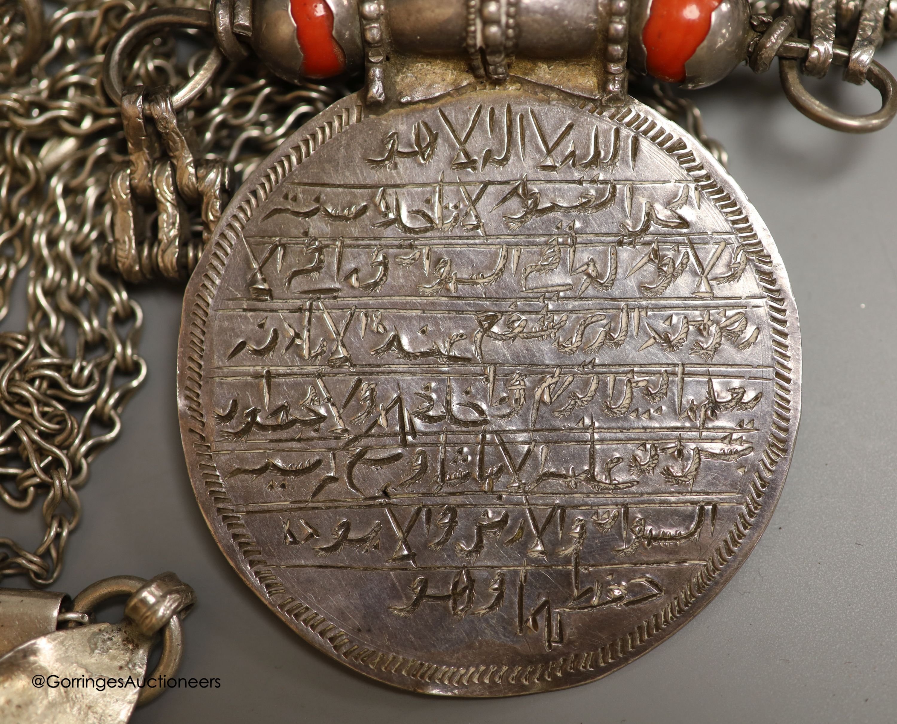 An Arab white metal Jambiya and a group of mainly Arab white metal items